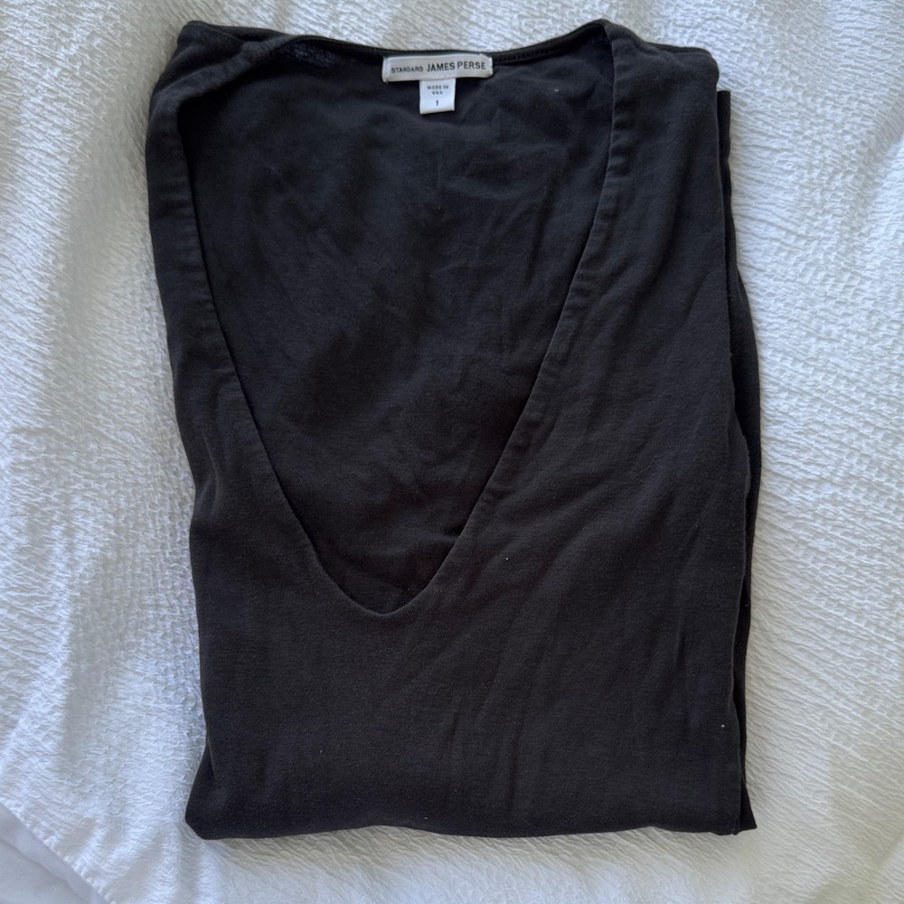 James Perse Charcoal V-Neck Tank Top